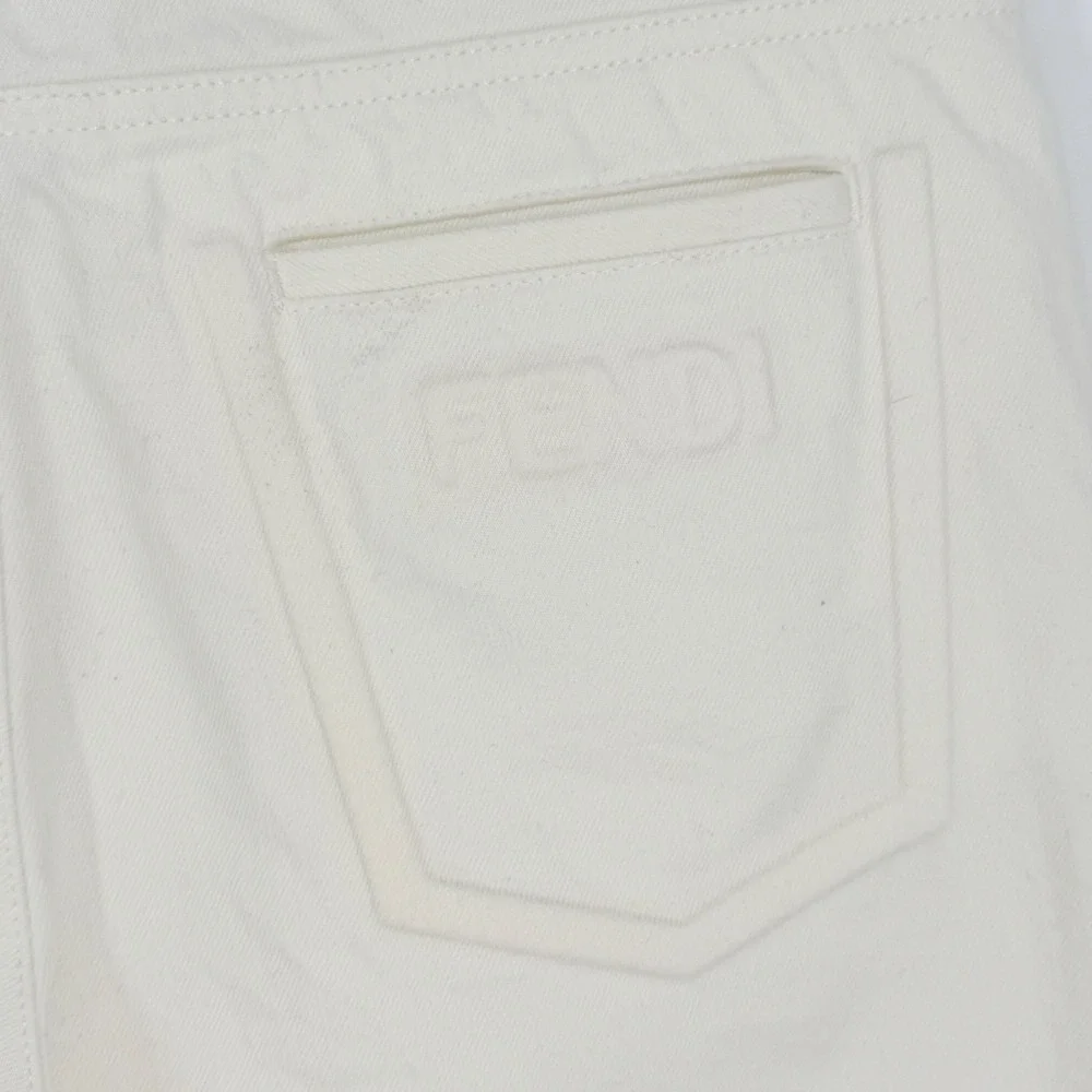 Fendi Roma Mens Size 33x34 Off White Slim Fit Jeans Italy Embossed logo